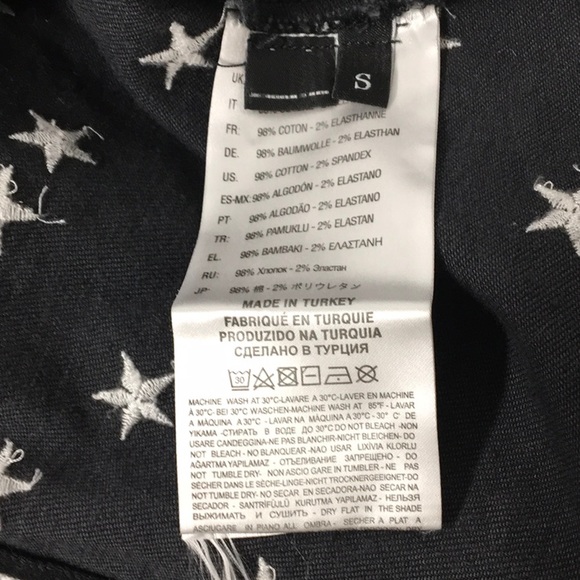 Diesel  Black Denim  Jachet, Embroidery White Stars  skull  open laced back - Picture 15 of 16